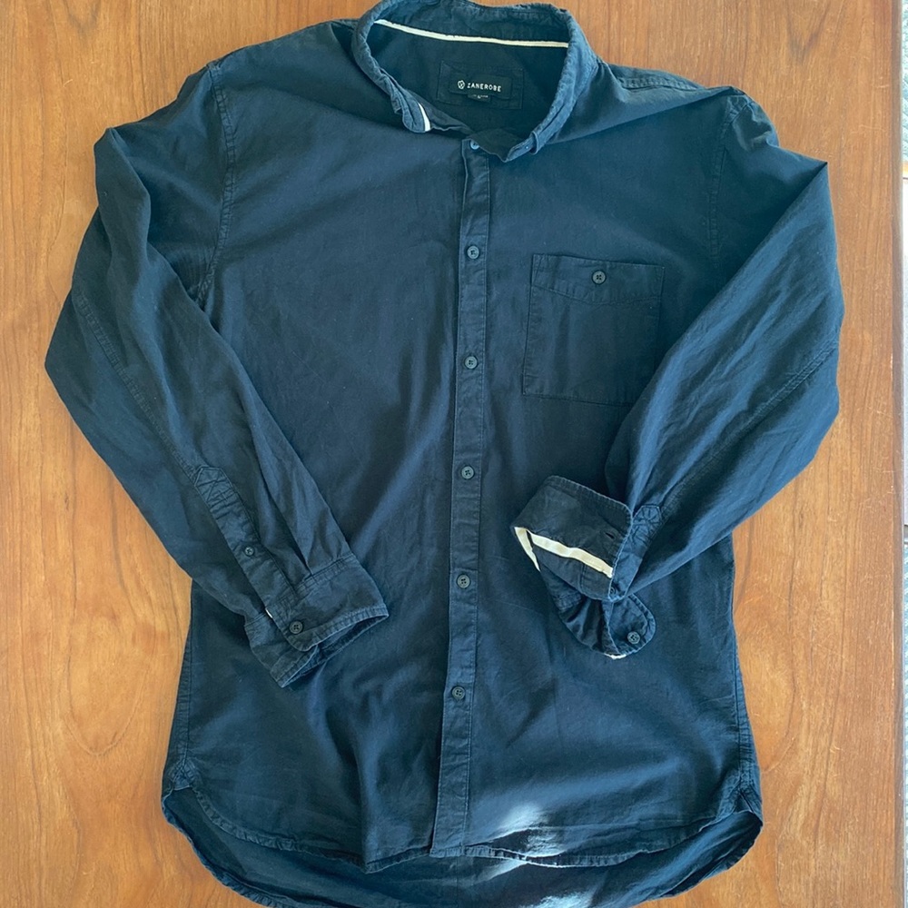 Men’s Zanerobe longline Dress shirt in black xl